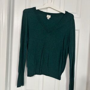 a new day Women's V-Neck Sweater - Dark Green